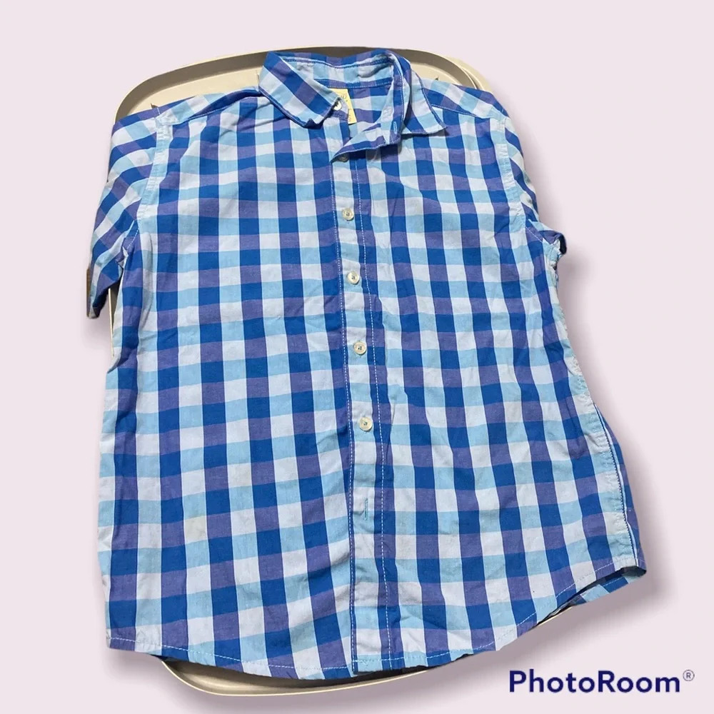 Free w/ bundle purchase Boys Blue and White Plaid Button Up Shirt